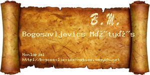 Bogosavljevics Mátyás névjegykártya